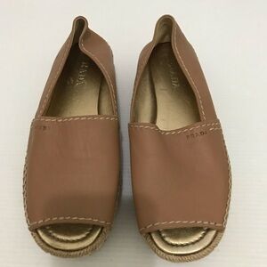 Prada Nude Leather Peep toe Platform Espadrille Sandal Size 38